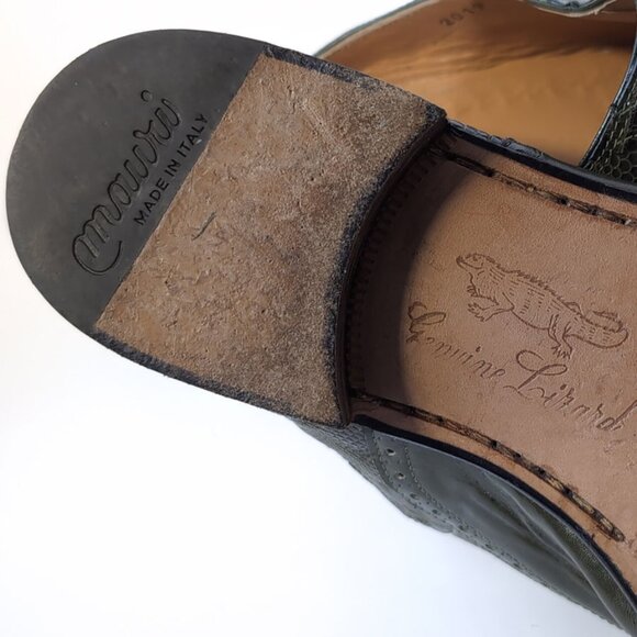 MAURI Shoes Mens Size 8 Exotic Forest Green Lizard Slip on Mule main image 4